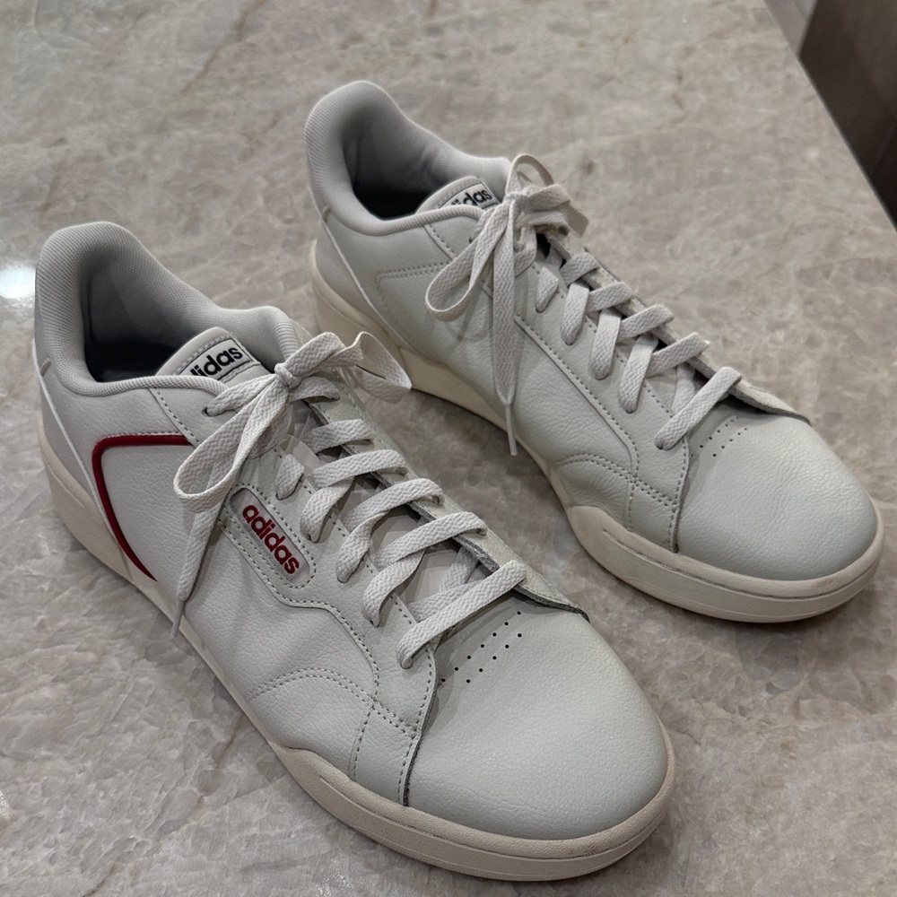 Adidas Men's off white Sneakers with Red Detail